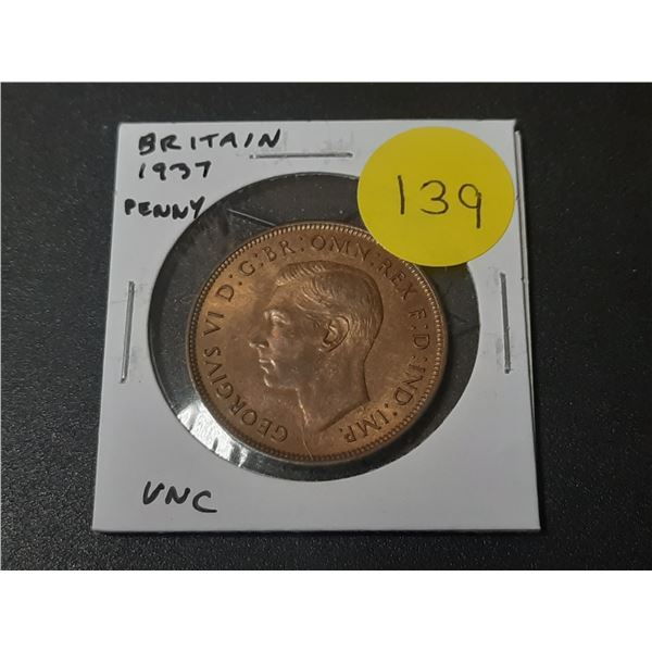 Great Britain. 1937 Penny. First issue of King George VI. Uncirculated.