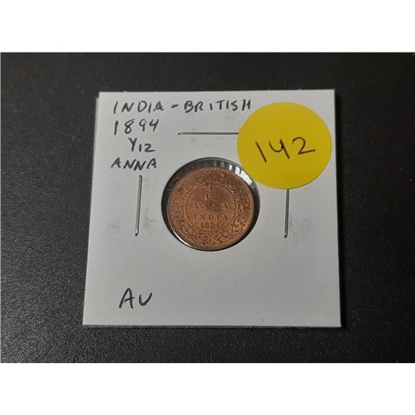 India – British. 1894 1/12 Anna. Queen Victoria. AU.
