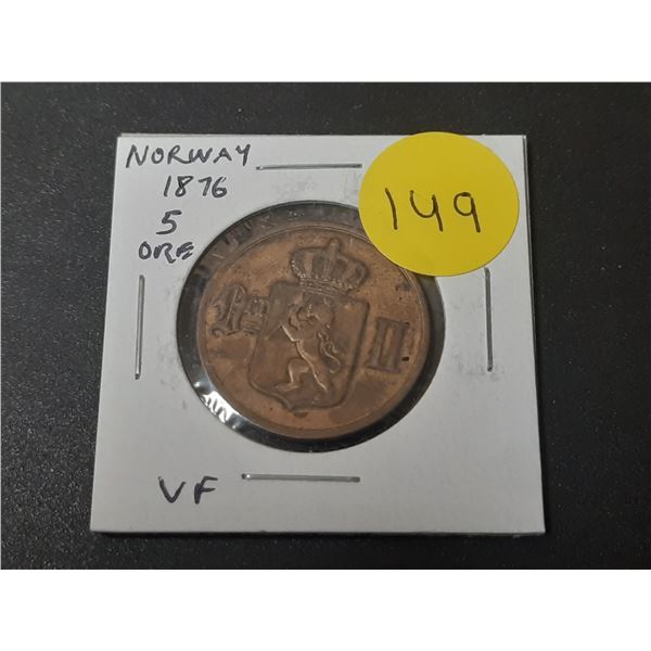 Norway. 1876 5 ore. VF.