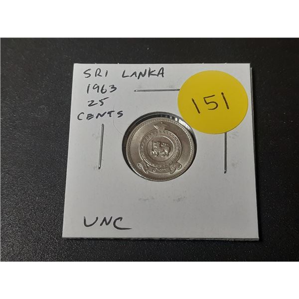 Sri Lanka. 1963 25 Cents. Uncirculated.
