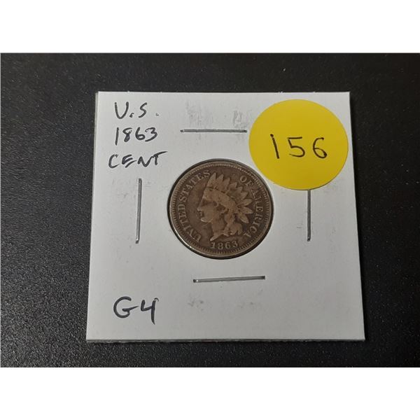 U.S. 1863 Indian Head Cent. Early issue. G4.