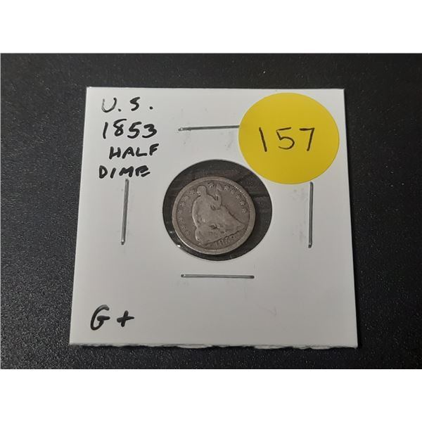 U.S. 1853 Silver Half Dime. Good+.