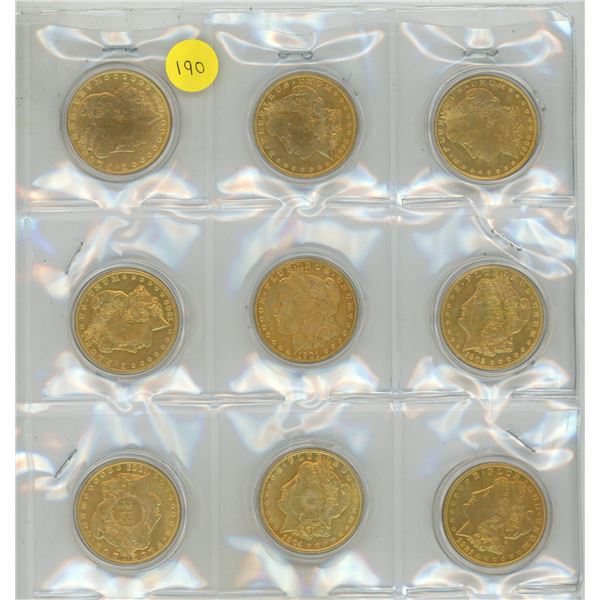 Set of 9 Copies of U.S. Silver Dollars 1895 – 1921.