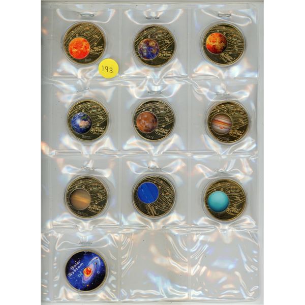 Set of 10 Solar System medals including the Sun and all the Planets. BU.