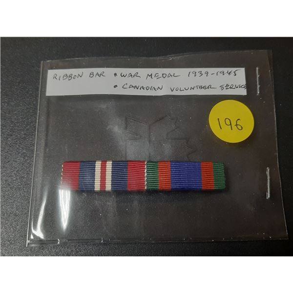 Ribbon Bar with War Medal 1939-1945 and Canadian Volunteer Service Medal.