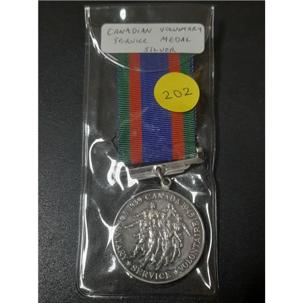 World War II Canadian Voluntary Service Medal. Awarded to Canadian Volunteers. Correct medal. Silver