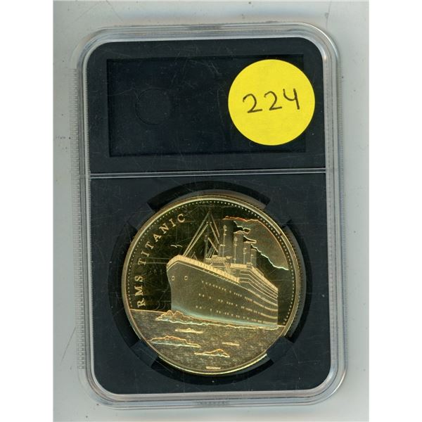 HMS Titanic Medal. Housed in a hard plastic holder. BU.