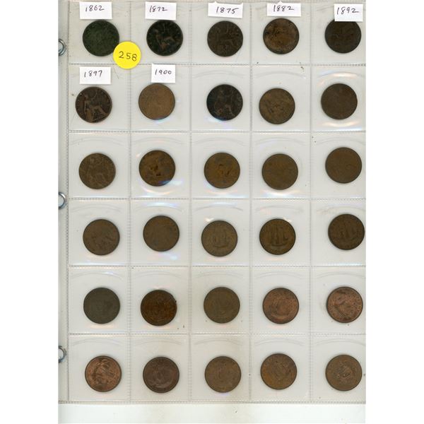Set of 30 British Half Pennies dating from 1862 to 1967.