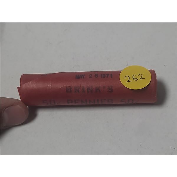 Complete original roll of 50 1971 Canadian Small Cents. Still in their original Brink’s rol