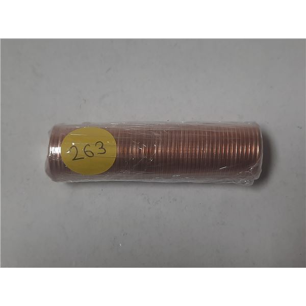 Complete original roll of 50 2012 Canadian Small Cents. Last year of the penny. BU Red.