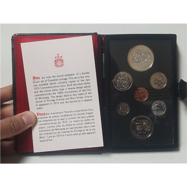 1974 Double Dollar Specimen Set. Includes Winnipeg Centennial Silver Dollar.