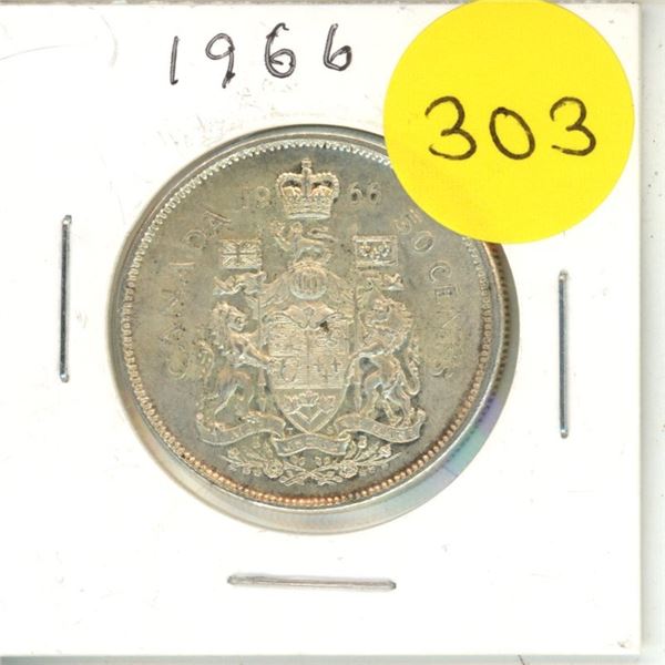 1966 Silver Canadian 50 Cent Coin