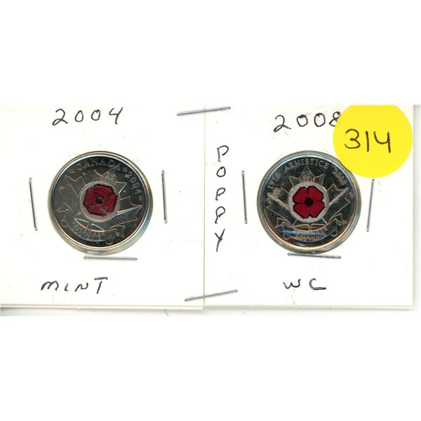 2004-2008 Canadian Quarters Red Poppy WC