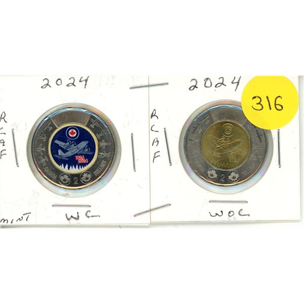 2024 Canadian Toonies RCAF WC & WOC