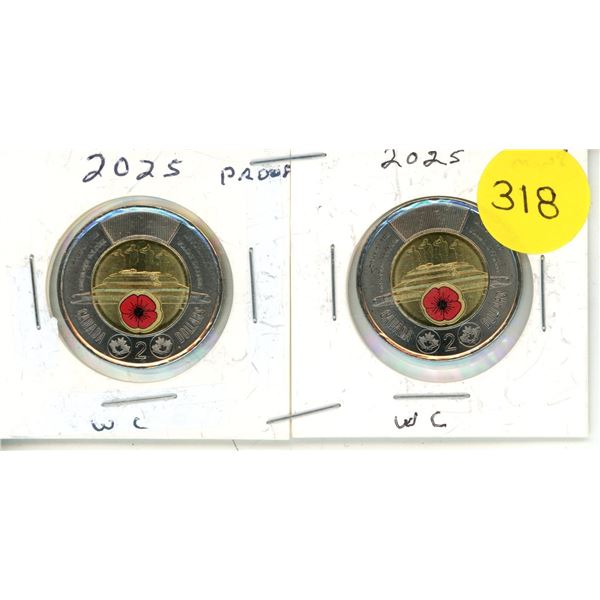 2025 Canadian Toonies, Tomb of the unknown Soldier x 2, mint