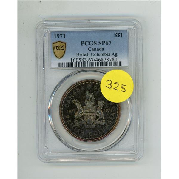 1971 Canada One Dollar - PCGS SP67 -  Canada British Columbia Ag.