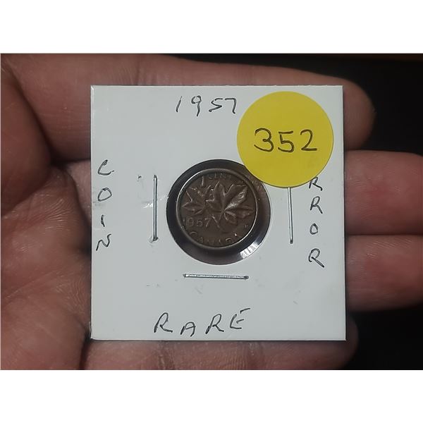 1957 Canadian Small Cent, Coin Error