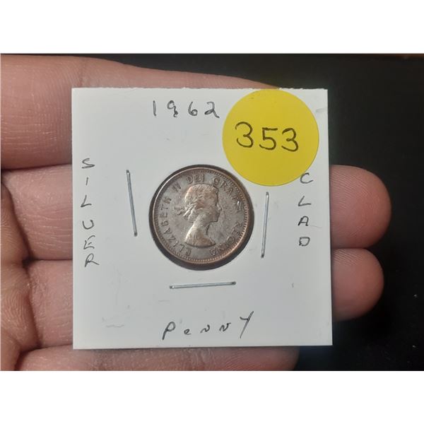 1962 Canadian Small Cent,SILVER CLAD