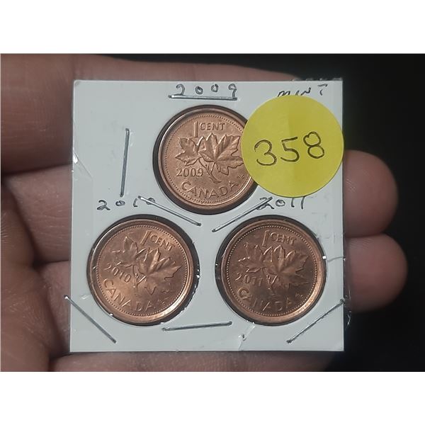 2009-2011 3-Canadian Small Cent-MINT