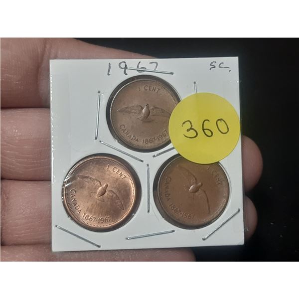 1967 3-Canadian Centennial Small Cent, Dove