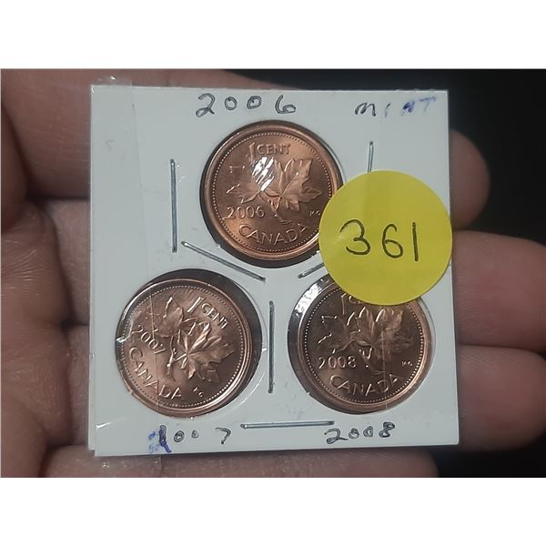 2006-2008 3-Canadian Small Cent, MINT