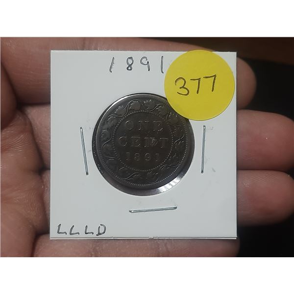 1891 Canadain Large Cent, LL-LD