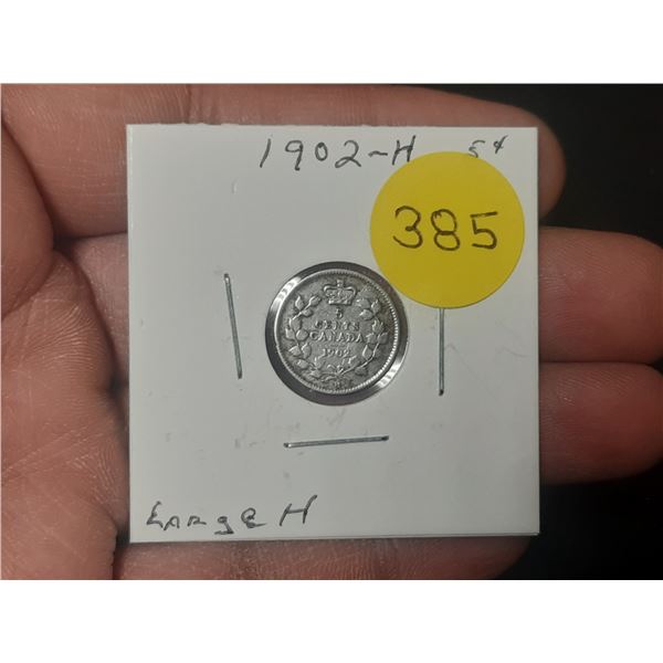 1902-H Canadian Nickle, LARGE H,92.5 % SILVER