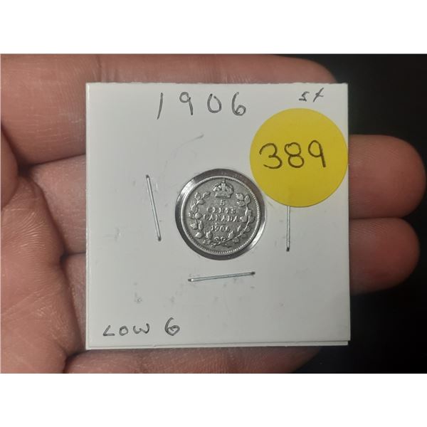 1906 Canadian Nickle, LOW 6, 92.5 % SILVER