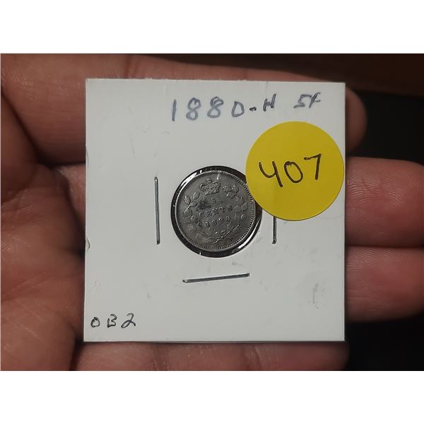 1880-H Canadian Nickle,OB-2, 92.5 % SILVER