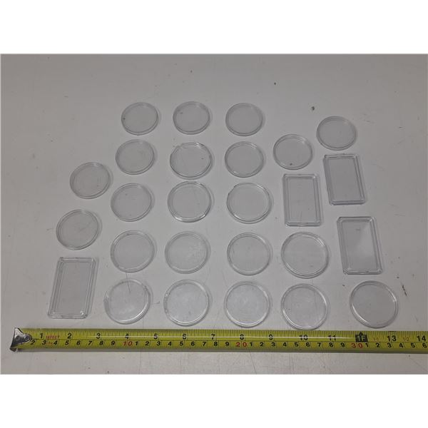 Lot of Plastic Coin Case and Square Silver Bar Case.