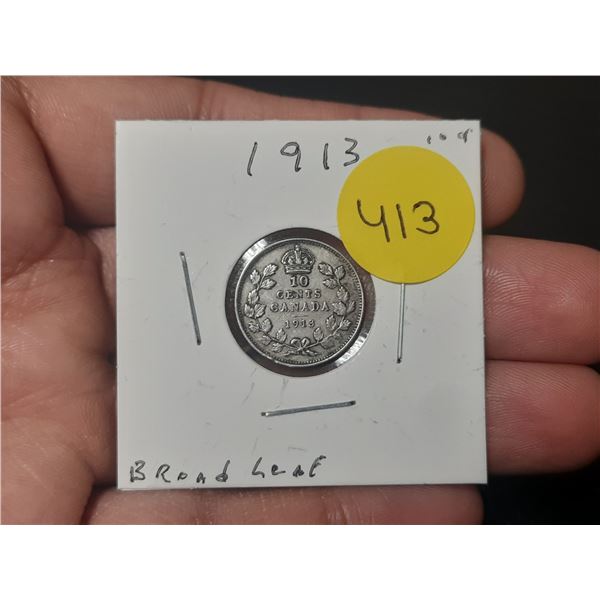 1913 Canadian Dime, BROAD LEAF