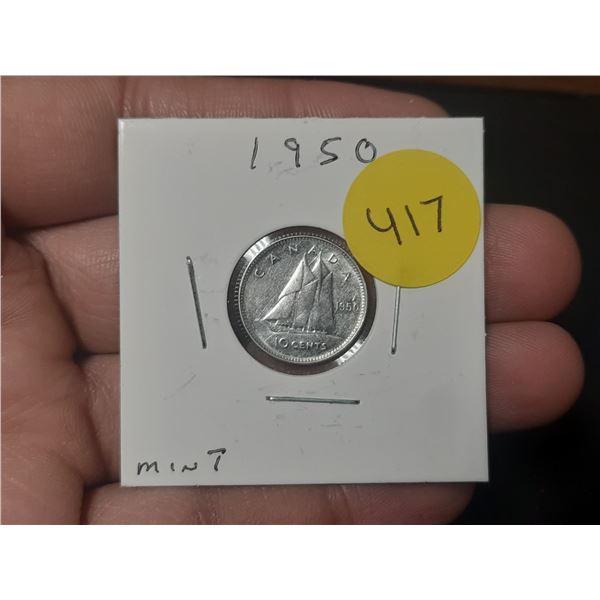 1950 Canadian Dime, MINT