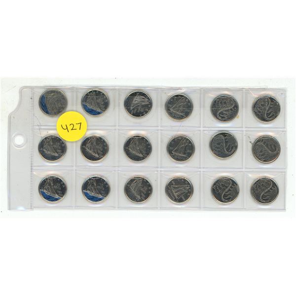 Sheet Various Canadian Dimes x 18