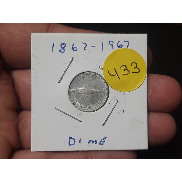 1967 Canadian Centenial Dime, Fish