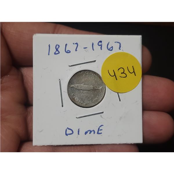 1967 Canadian Centenial Dime, Fish