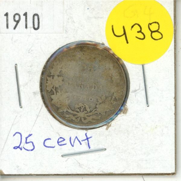 1910 Canadian Silver Quarters,