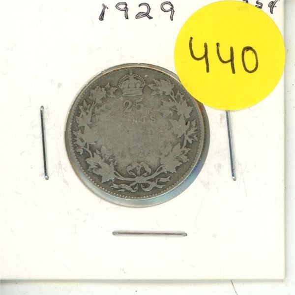 1929 Canadian Silver Quarters,