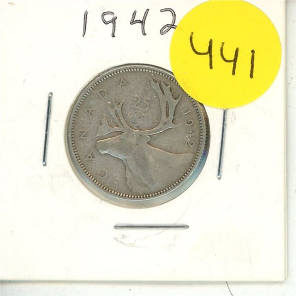 1942 Canadian Silver Quarters,