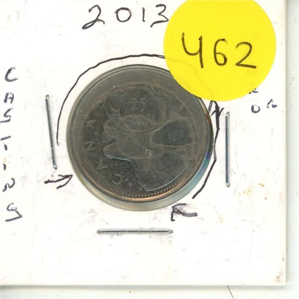 2013 Canadian Quarter, Casting Flaw/ERROR