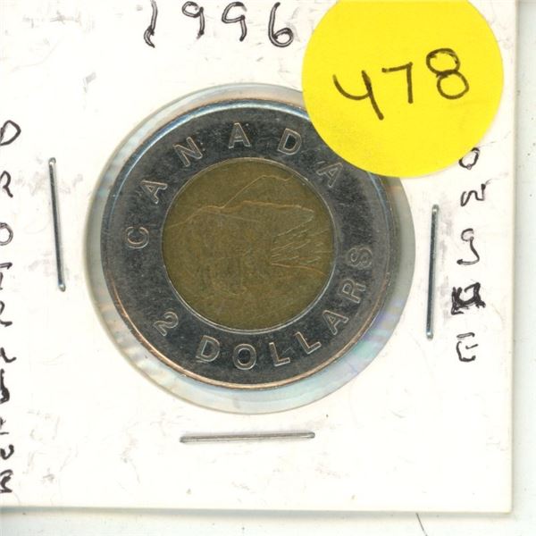 1996 Canadian Toonie, Protroding Tongue on Bear