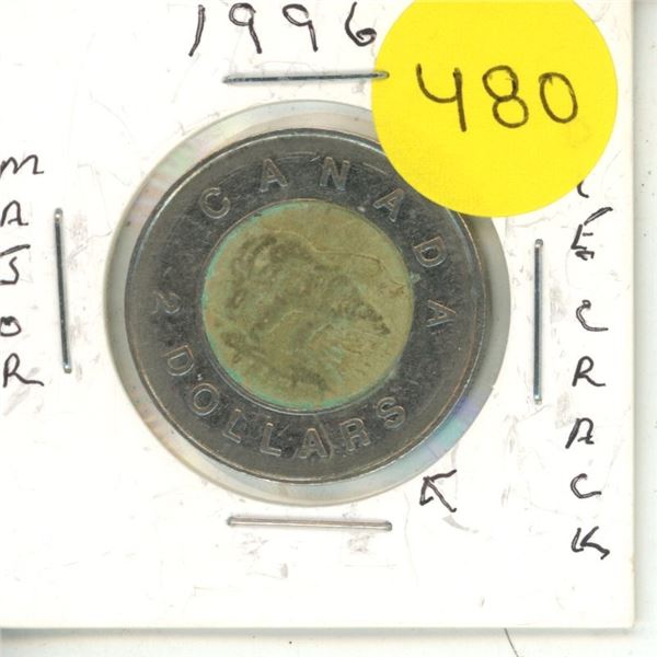 1996 Canadian Toonie, MAJOR Die Crack