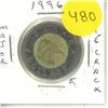 Image 1 : 1996 Canadian Toonie, MAJOR Die Crack