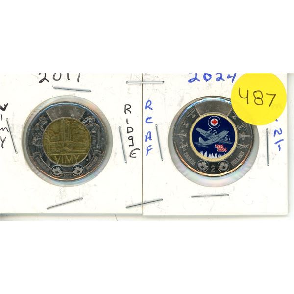 2017-2024 Canadian Toonies, Vimy Ridge & RCAF WC