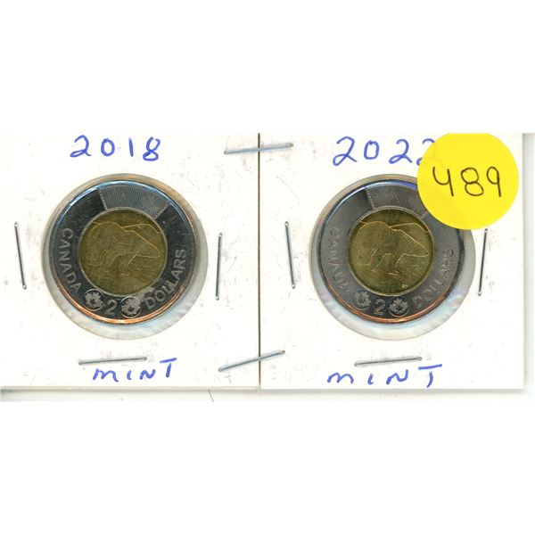 2018-2022 Canadian Mint Toonies,MINT