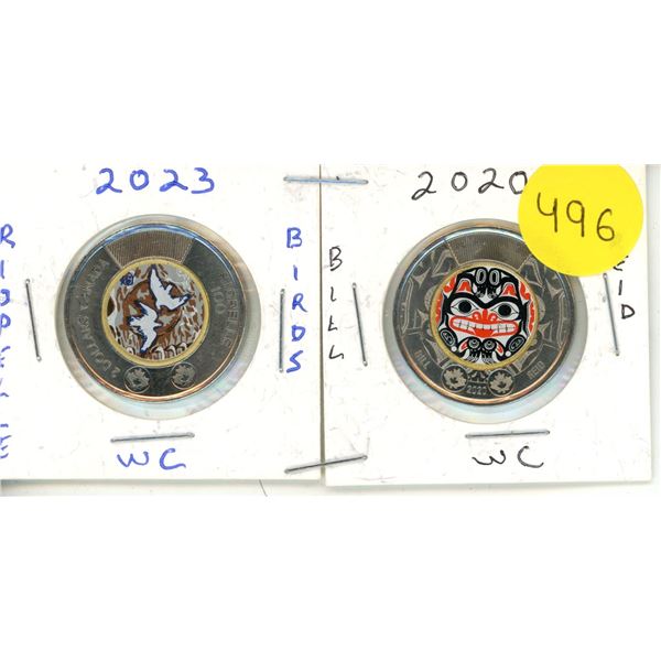2023 and 2020 Canadian Toonies, Riopelle Birds & Bill Reid WC