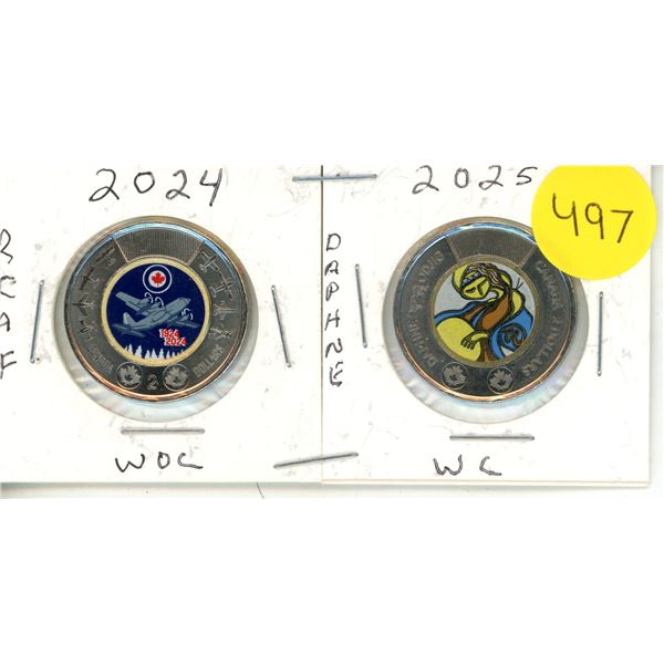 2024 and 2025 Canadian Toonies, RCAF WC & Daphine Odjig WC
