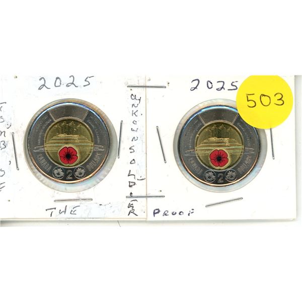 2025 Canadian Toonies, Tomb Of The Unknown Soldier, (2) WC