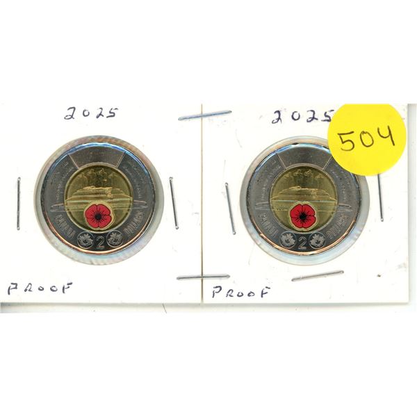 2025 Canadian Toonies, Tomb Of The Unknown Soldier, (2) WC