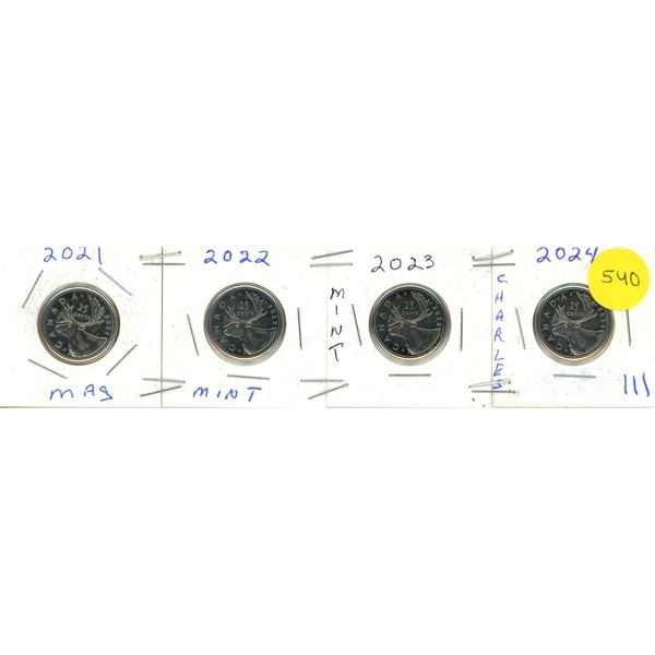 2021-2024 Canadian 25 Cents Coins - Mint.