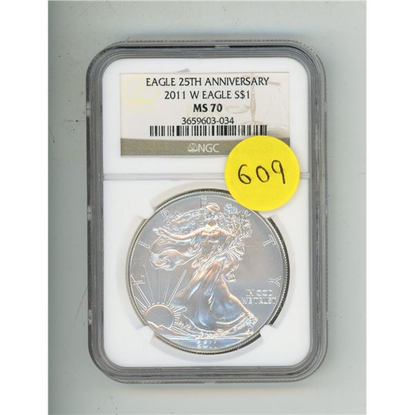 2011 W Eagle S$1 MS 70 - Eagle 25th Anniversary.